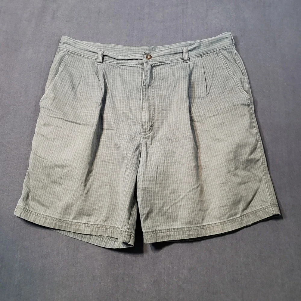 Woolrich Pleated Shorts Mens 38 Olive Green Cotton Crosshatch Outdoor 3586